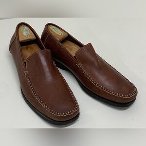 Men’s 11.5 M Hush Puppies Roadster Russet Brown Leather Slip On Loafer Moccasins